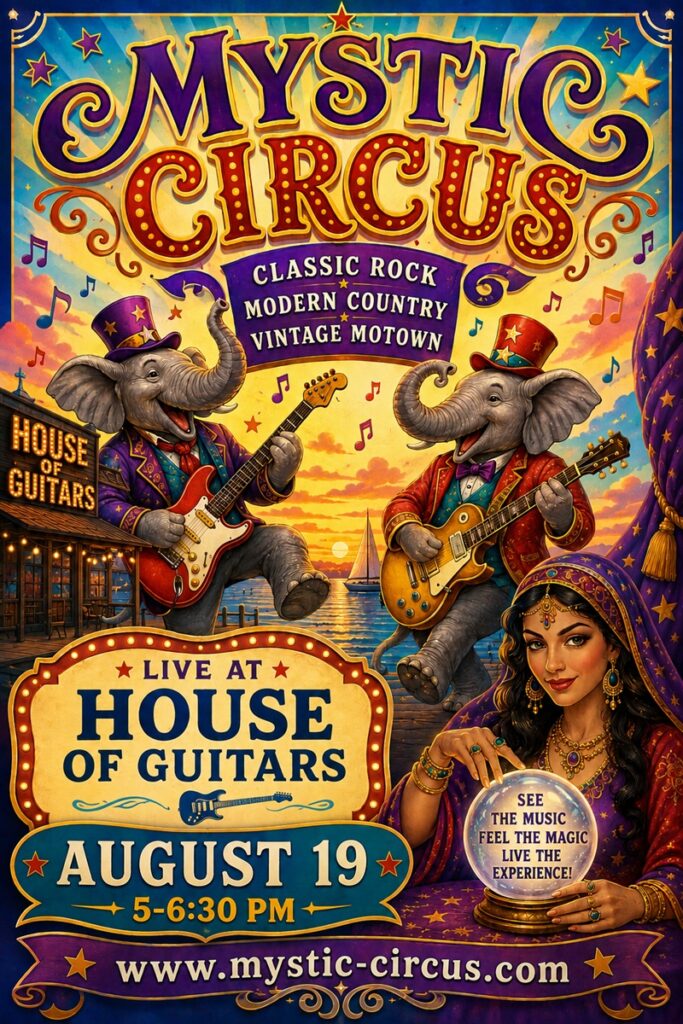 Mystic Circus house of guitars flyer